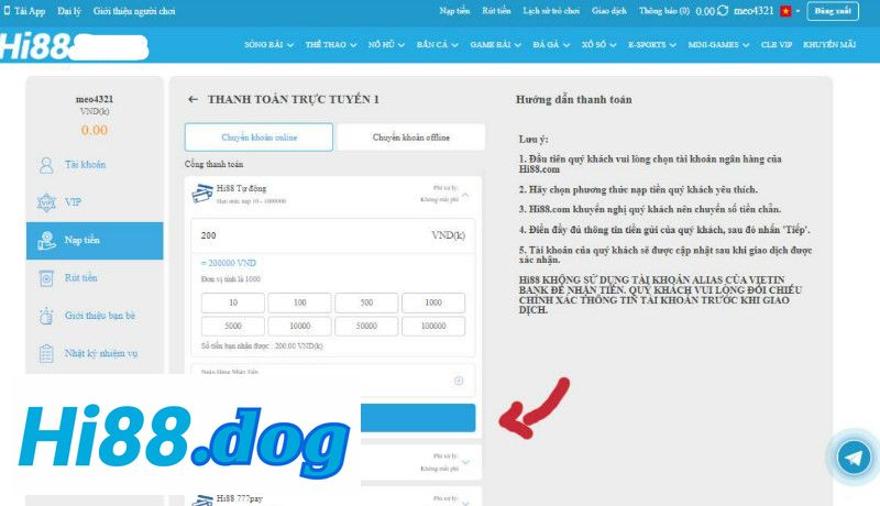 Bắt Đầu Nạp Tiền Hi88 Nhận Tiền Thưởng Và Các Quyền Ưu Tiên Thành Viên Mới